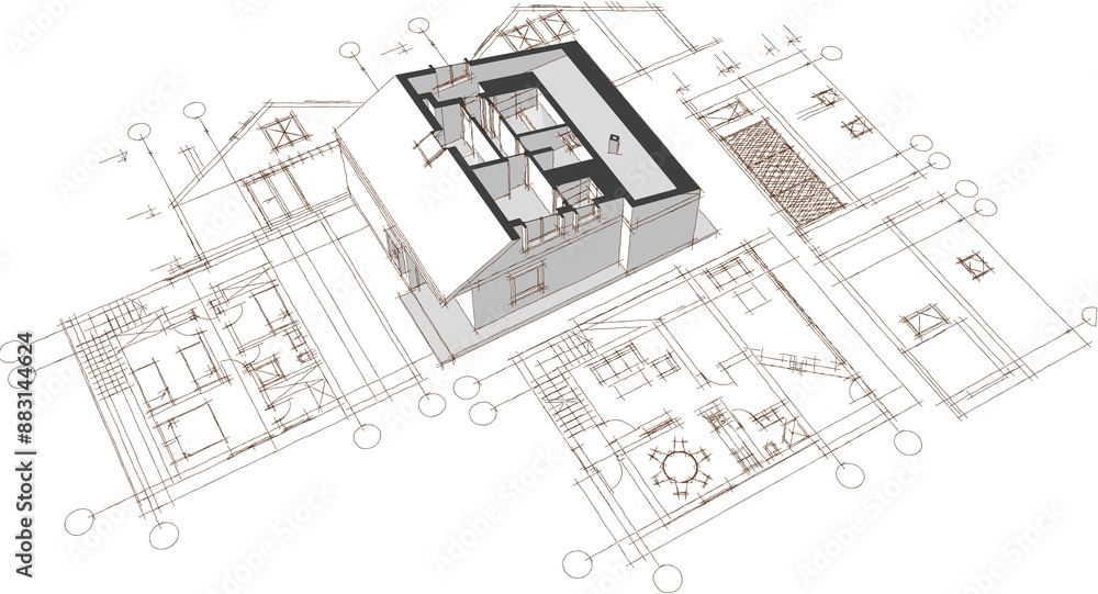 house plan 3d illustration house plan 3d illustration