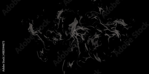 gray fire on a black background . Chaotic mixing smoke creates abstract patterns on a black background .abstract black background with gray smoke and copy space .