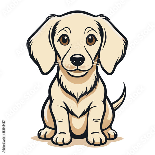 Playful dog in continuous line art drawing style. Puppy playing minimalist black linear sketch isolated on white background. Vector illustration