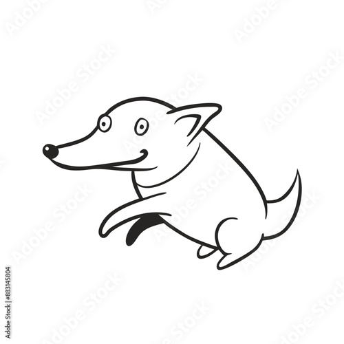 Playful dog in continuous line art drawing style. Puppy playing minimalist black linear sketch isolated on white background. Vector illustration