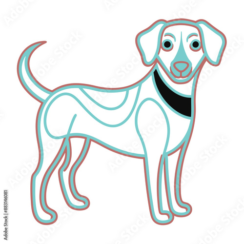 Playful dog in continuous line art drawing style. Puppy playing minimalist black linear sketch isolated on white background. Vector illustration