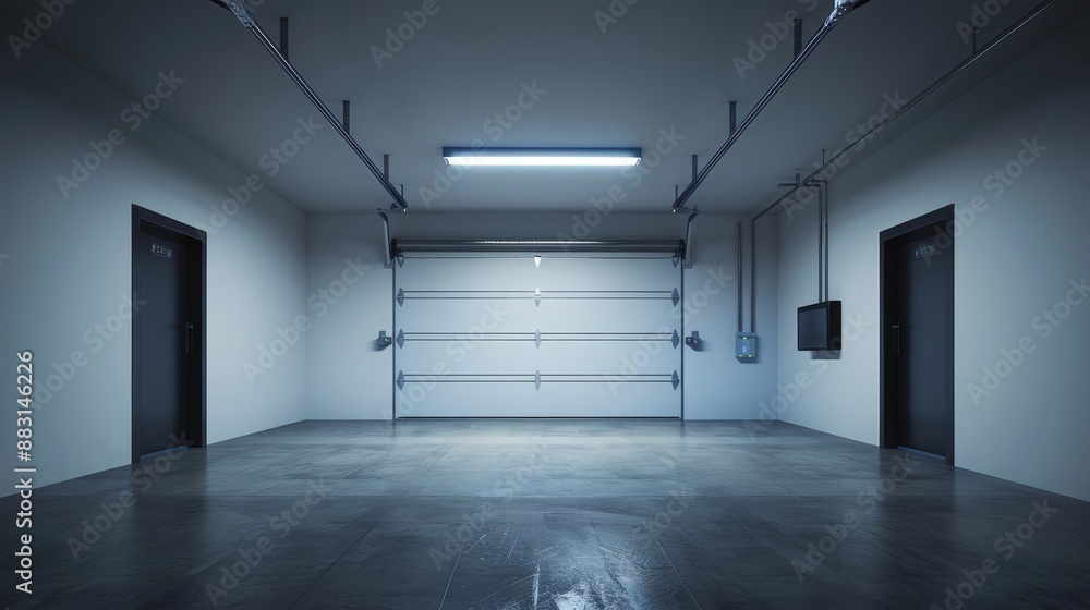 Realistic depiction of a garage door opener in a natural setting for authentic representation Realistic depiction of a garage door opener in a natural setting for authentic representation