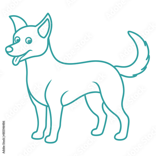 Playful dog in continuous line art drawing style. Puppy playing minimalist black linear sketch isolated on white background. Vector illustration