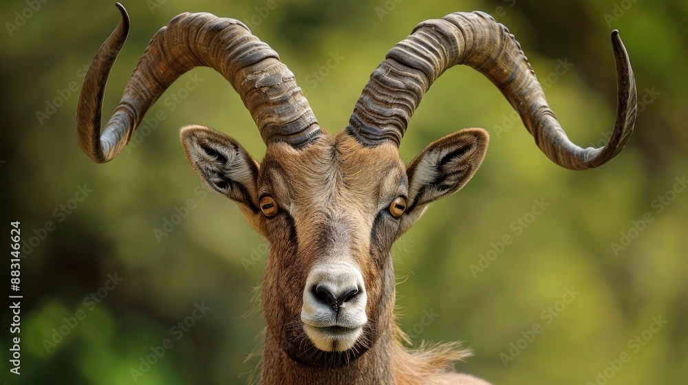 Majestic Close-Up of Twisted Horns on a Pyrenean Ibex Majestic Close-Up of Twisted Horns on a Pyrenean Ibex