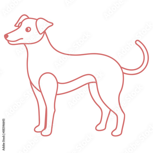 Playful dog in continuous line art drawing style. Puppy playing minimalist black linear sketch isolated on white background. Vector illustration