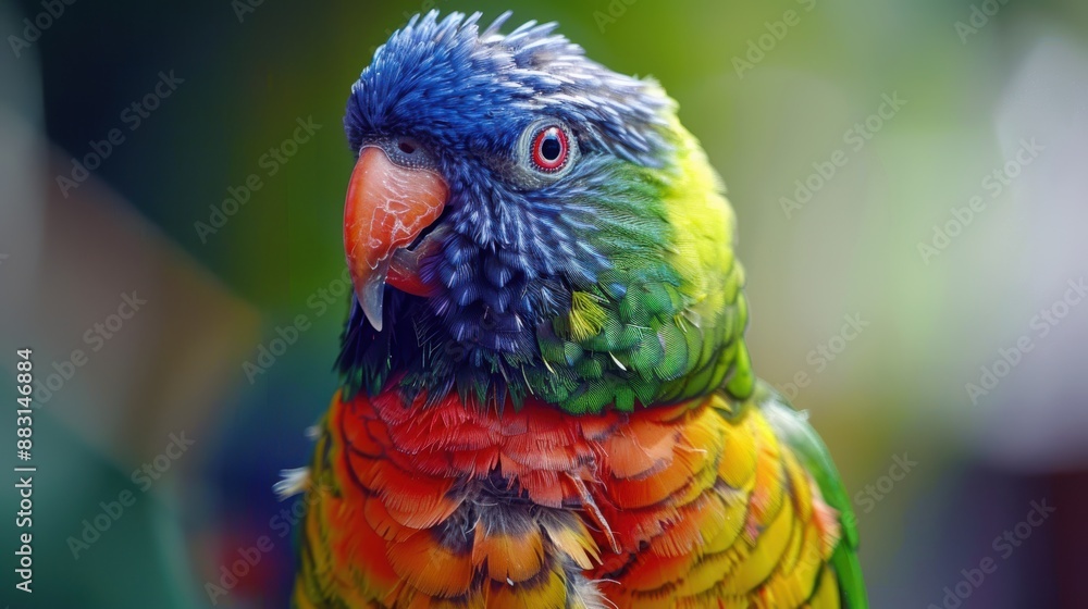 Vibrant Close-Up of the Stunning Colors on a Carolina Parakeet's Plumage Vibrant Close-Up of the Stunning Colors on a Carolina Parakeet's Plumage