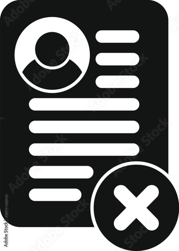 Black glyph icon illustrating deleting user profile from database, canceling subscription or removing member