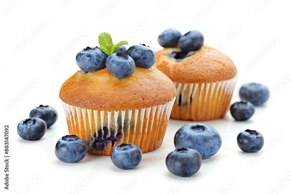bluberries muffin isolated on white bluberries muffin isolated on white