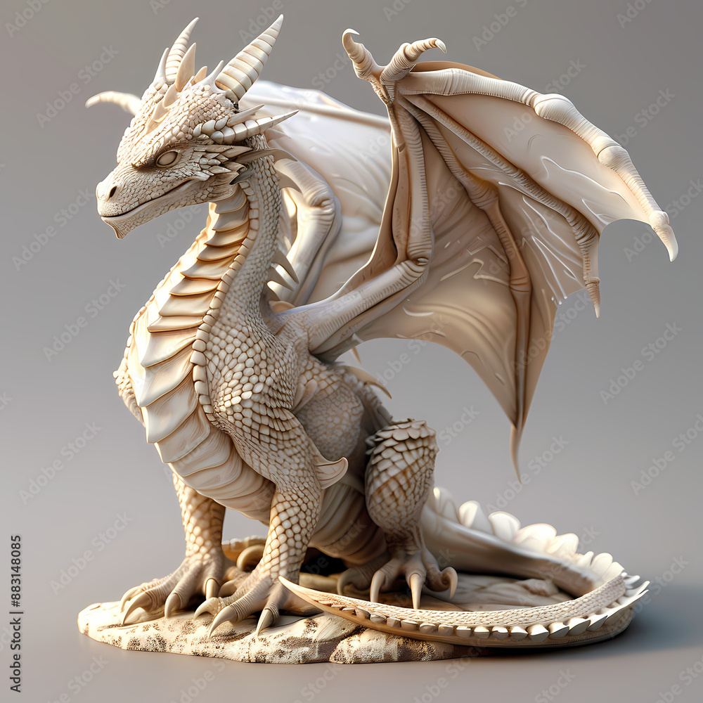 Fototapeta premium 33D dragon in white background vector image
