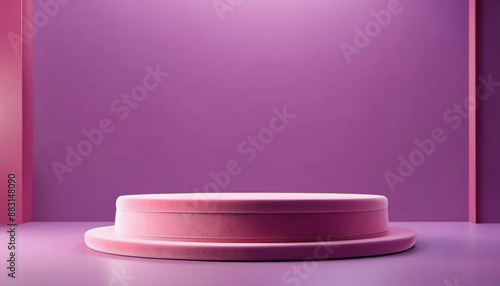 Pink round 3d podium with pink background. Concept of product display.  © astaszczyk