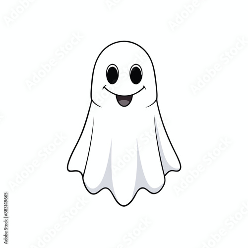 A Halloween Ghost Cartoon Clipart Vector Art Illustration on White Background.