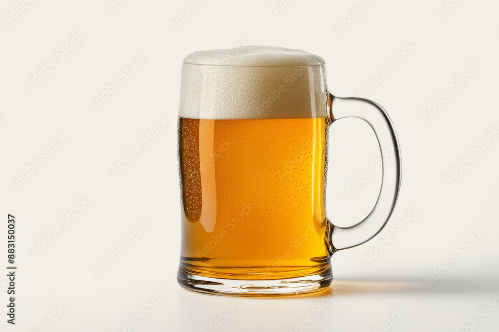 Large mug of beer with foam isolated on white background Large mug of beer with foam isolated on white background