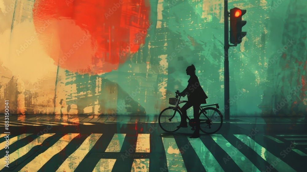 custom made wallpaper toronto digitalImage of a young office worker walking across a zebra crossing - Car Free Day.