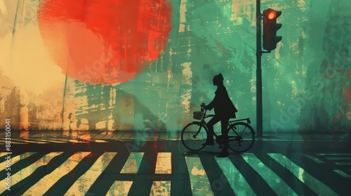 Image of a young office worker walking across a zebra crossing - Car Free Day.