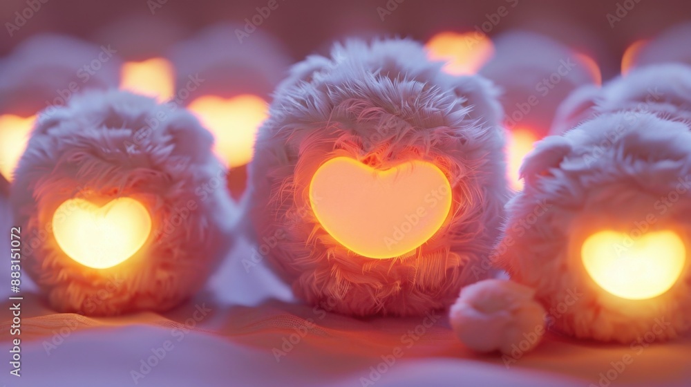 Fluffy 3D emoji, glowing with heart-shaped eyes. Fluffy 3D emoji, glowing with heart-shaped eyes.