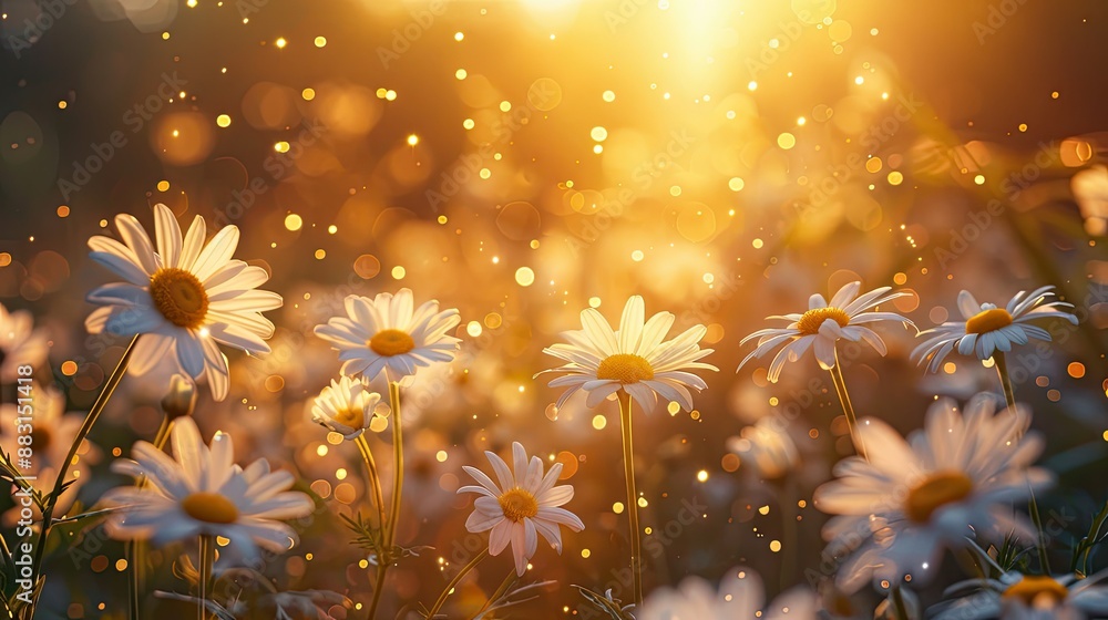 Obraz premium Whimsical daisies dancing in gentle breeze