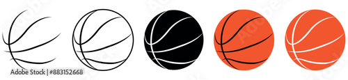 Basketball ball icon set. line and glyph version, outline and filled vector sign. Rubber ball linear and full pictogram. Sports equipment symbol, logo Vector illustration.