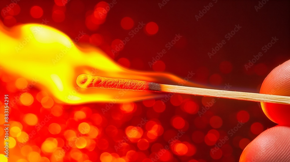 Igniting Matchstick with Bright Flame Igniting Matchstick with Bright Flame