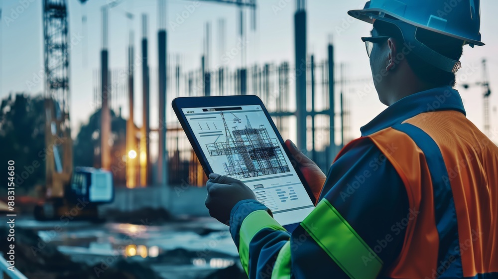 custom made wallpaper toronto digitalEngineer inspecting building in structural engineering.