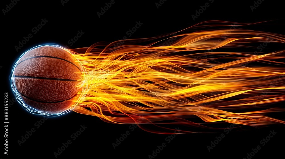 Fototapeta premium Basketball with Fiery Trails