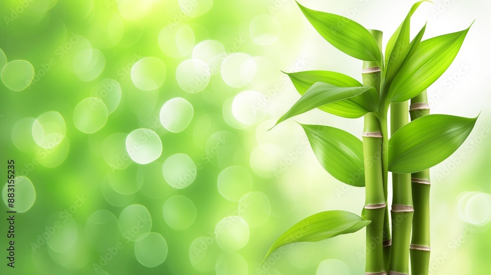 Obraz premium Green Bamboo Stalks with Leaves