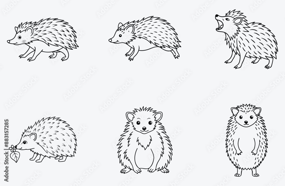 Obraz premium Ultimate Hedgehog Line Art set Collection