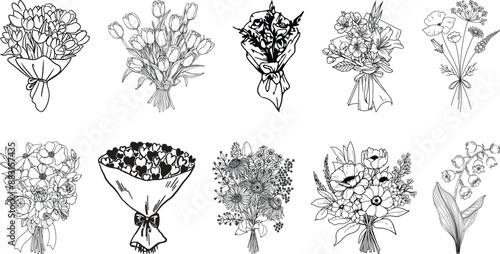Set of Bouquet of flower collection
