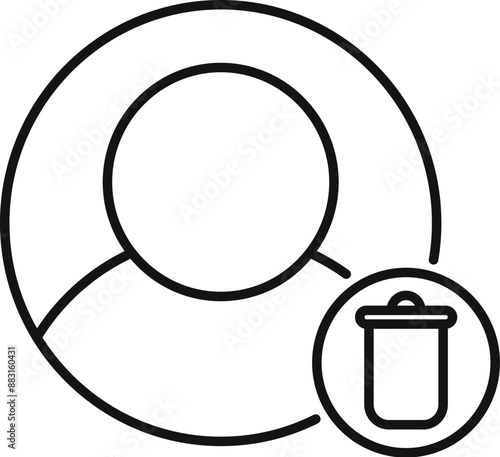 Simple icon of a user account being removed or deleted from a server or database