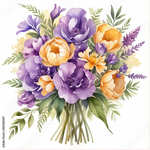 A beautiful bouquet of flowers watercolor