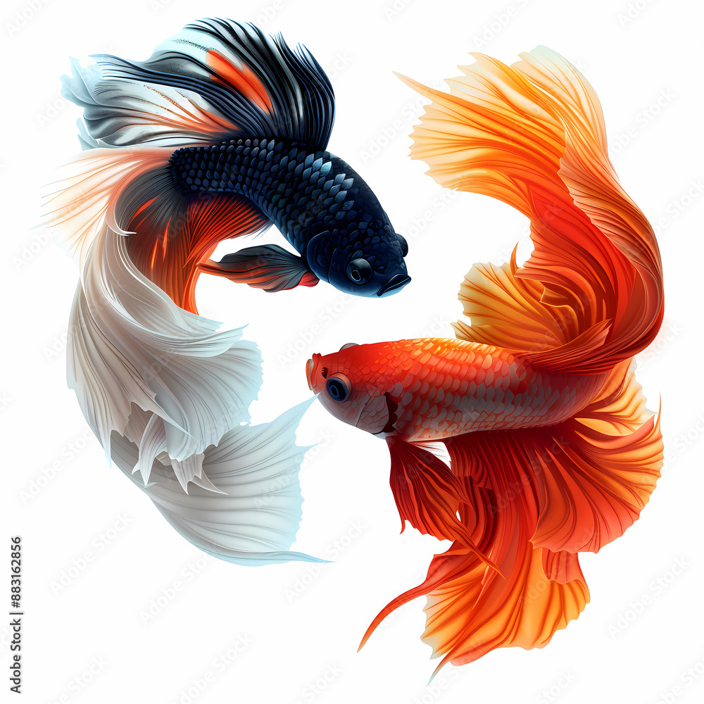 Fototapeta premium 3D fighting fish in white background vector image