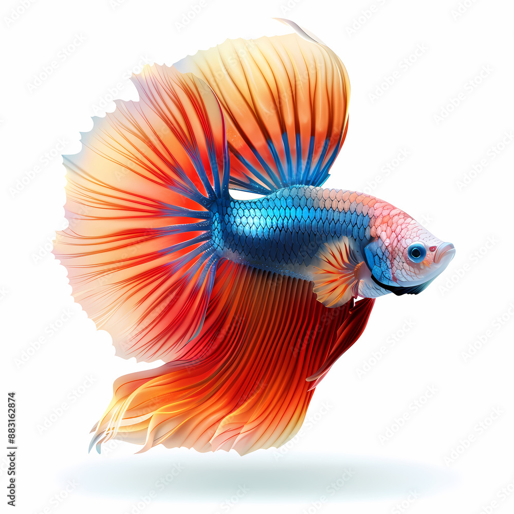 Fototapeta premium 3D fighting fish in white background vector image