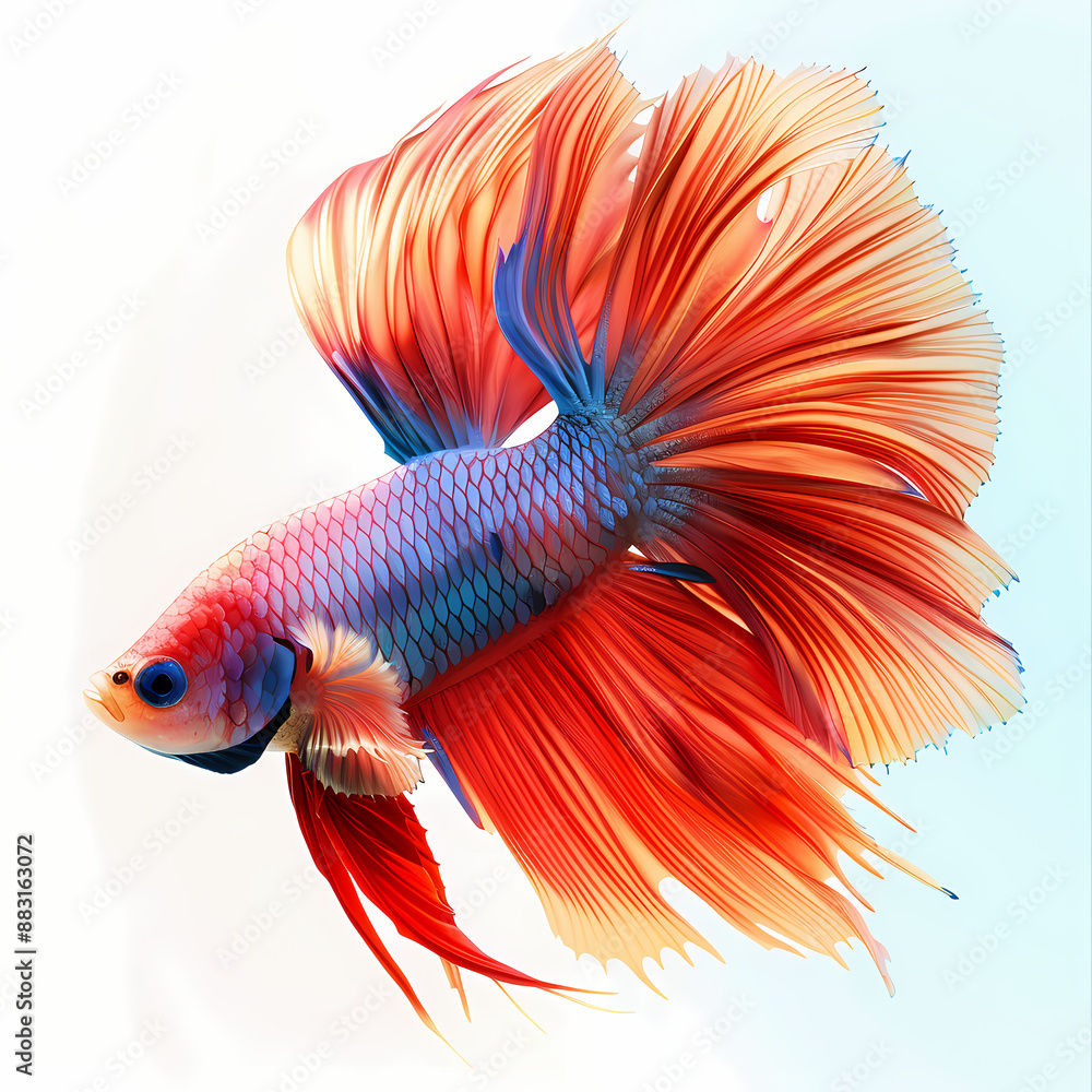 Fototapeta premium 3D fighting fish in white background vector image