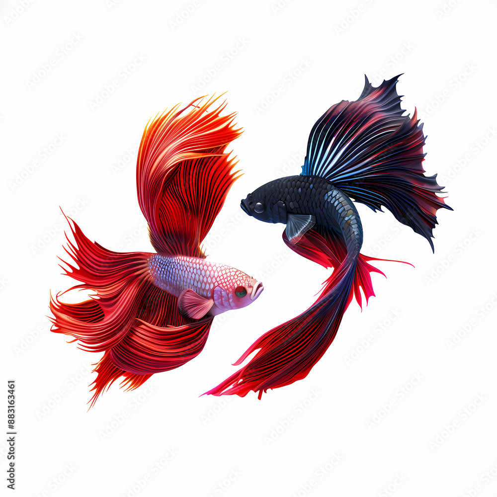 Fototapeta premium 3D fighting fish in white background vector image