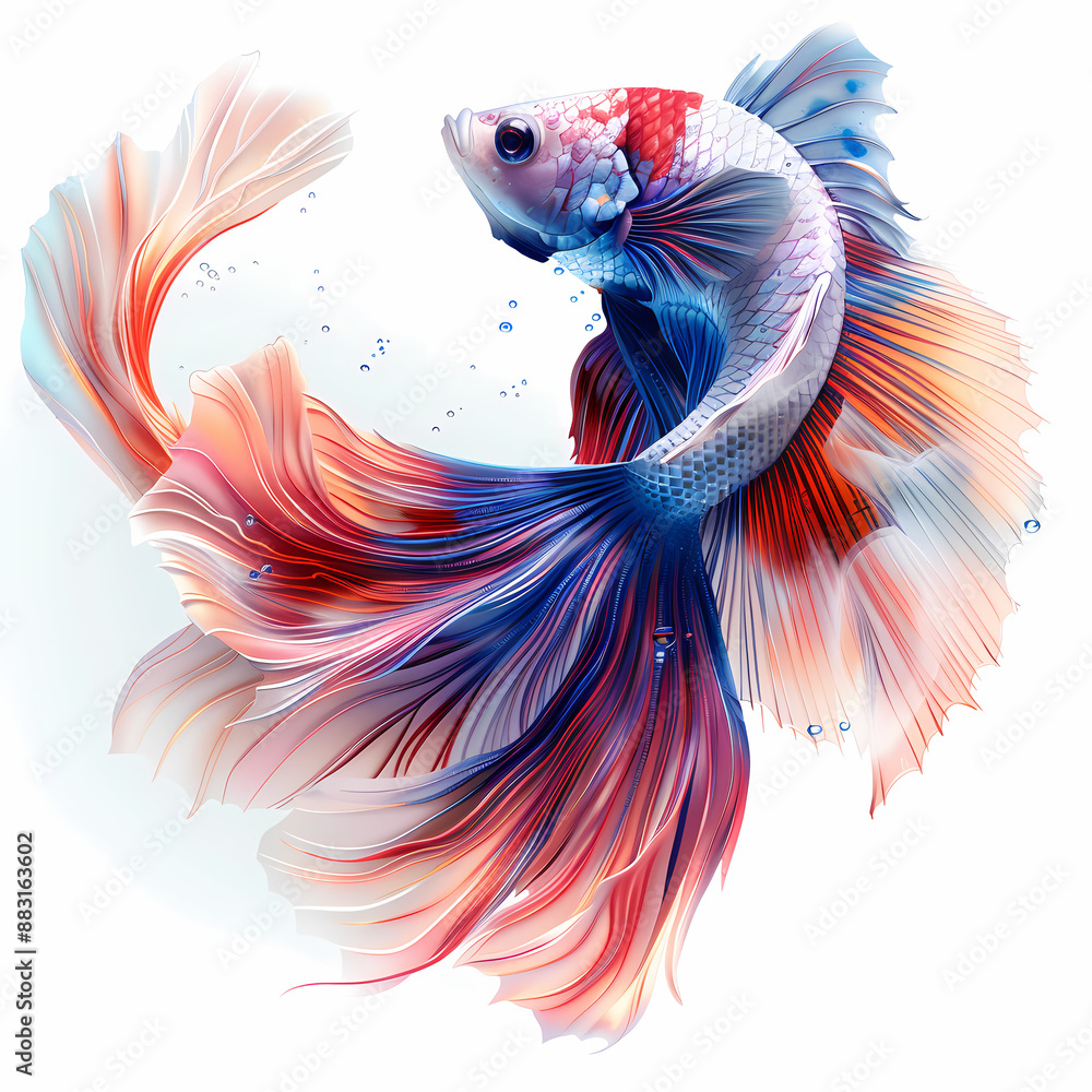 Obraz premium 3D fighting fish in white background vector image