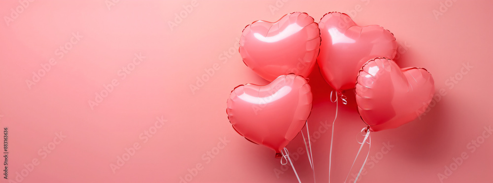 Pink Heart Balloons on Pink Background. Pink Heart Balloons on Pink Background.