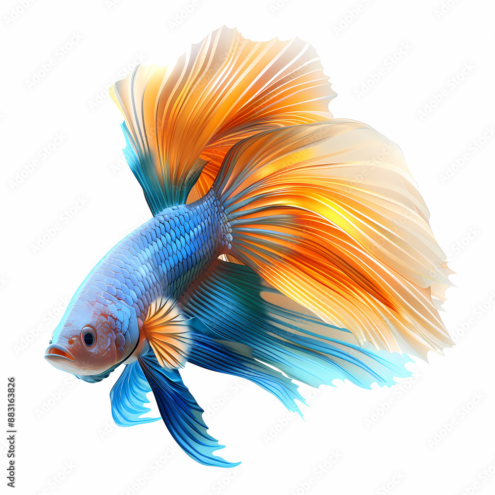 Fototapeta premium 3D fighting fish in white background vector image