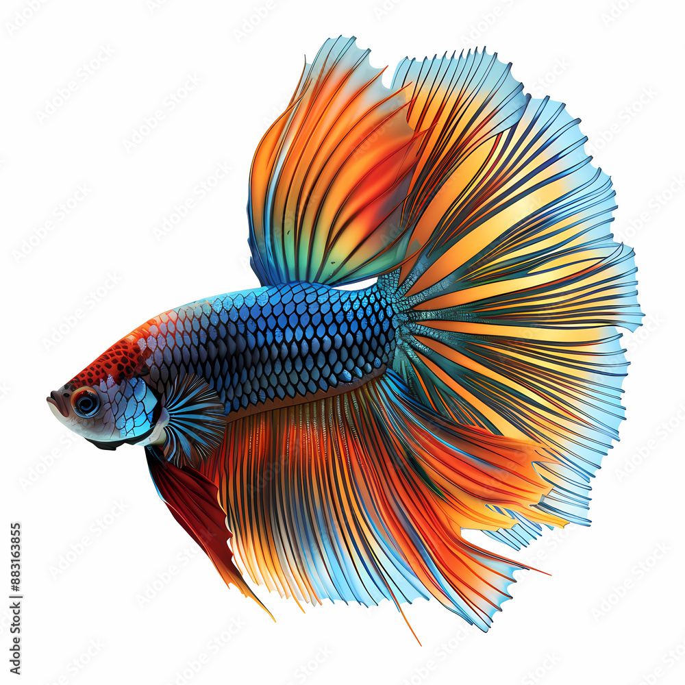 Fototapeta premium 3D fighting fish in white background vector image