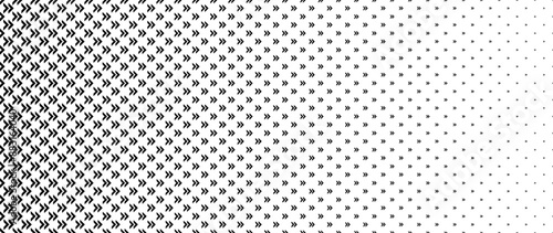 Blended  black arrow on white for pattern and background, Halftone effect.