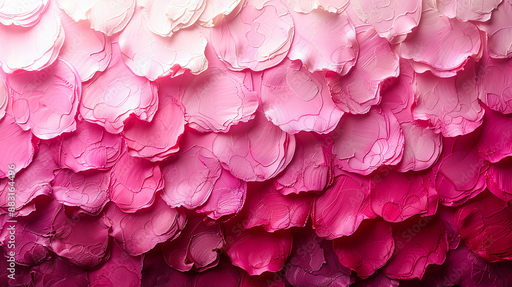 Naklejka premium Pink Ombre Gradient Impasto Abstract Background Texture, Thick Oil Paint Brushstrokes Pattern, Romantic Feminine Design Element, Macro Closeup, Valentine's Day Concept, Love and Romance Background