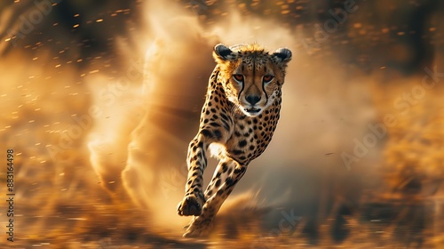 cheetah running at full speed across a savannah