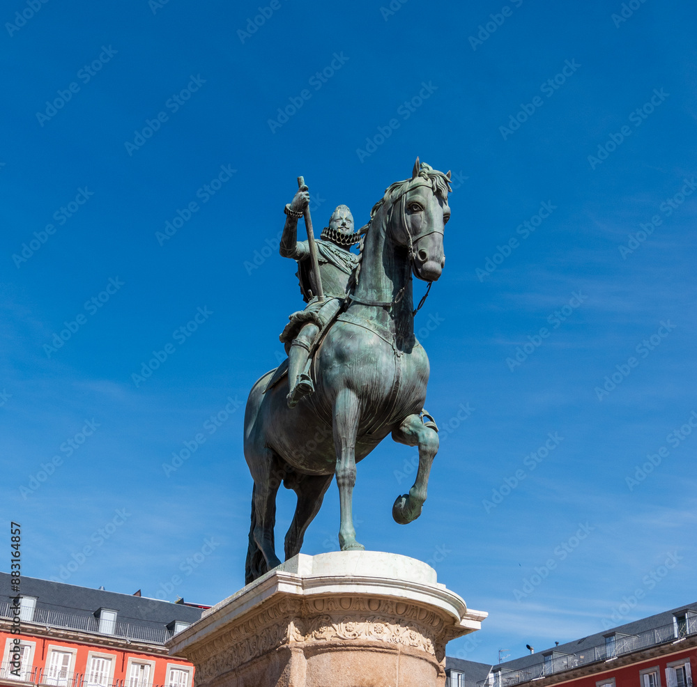 La statue équestre de Philippe II, Plaza Mayor, Madrid La statue équestre de Philippe II, Plaza Mayor, Madrid