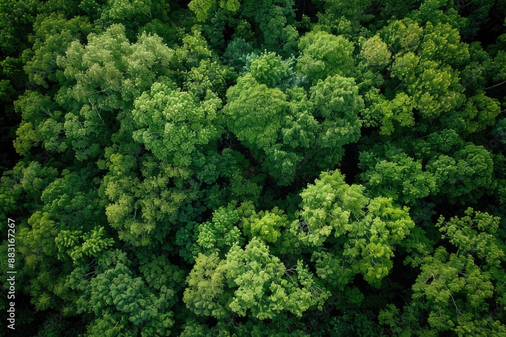 Aerial view of a green forest with many trees. Aerial view of a green forest with many trees.