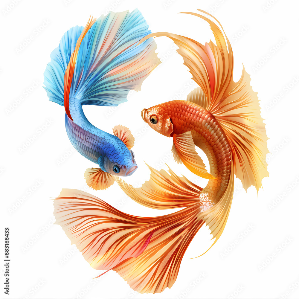 Obraz premium 3D fighting fish in white background vector image