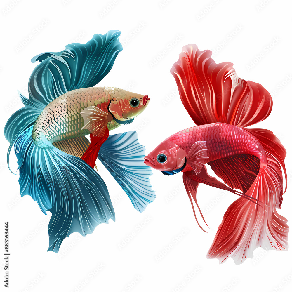 Fototapeta premium 3D fighting fish in white background vector image