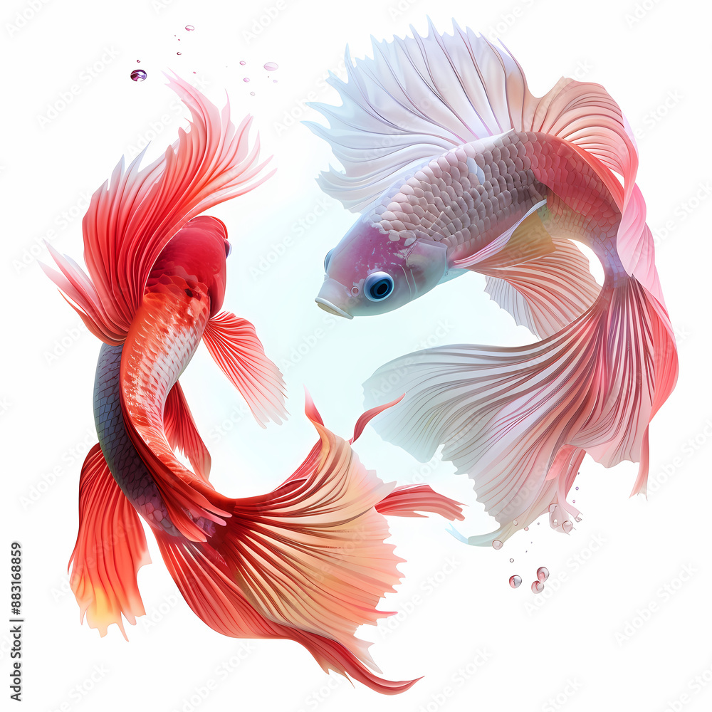 Fototapeta premium 3D fighting fish in white background vector image