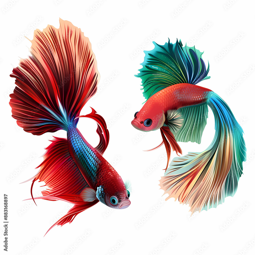 Fototapeta premium 3D fighting fish in white background vector image