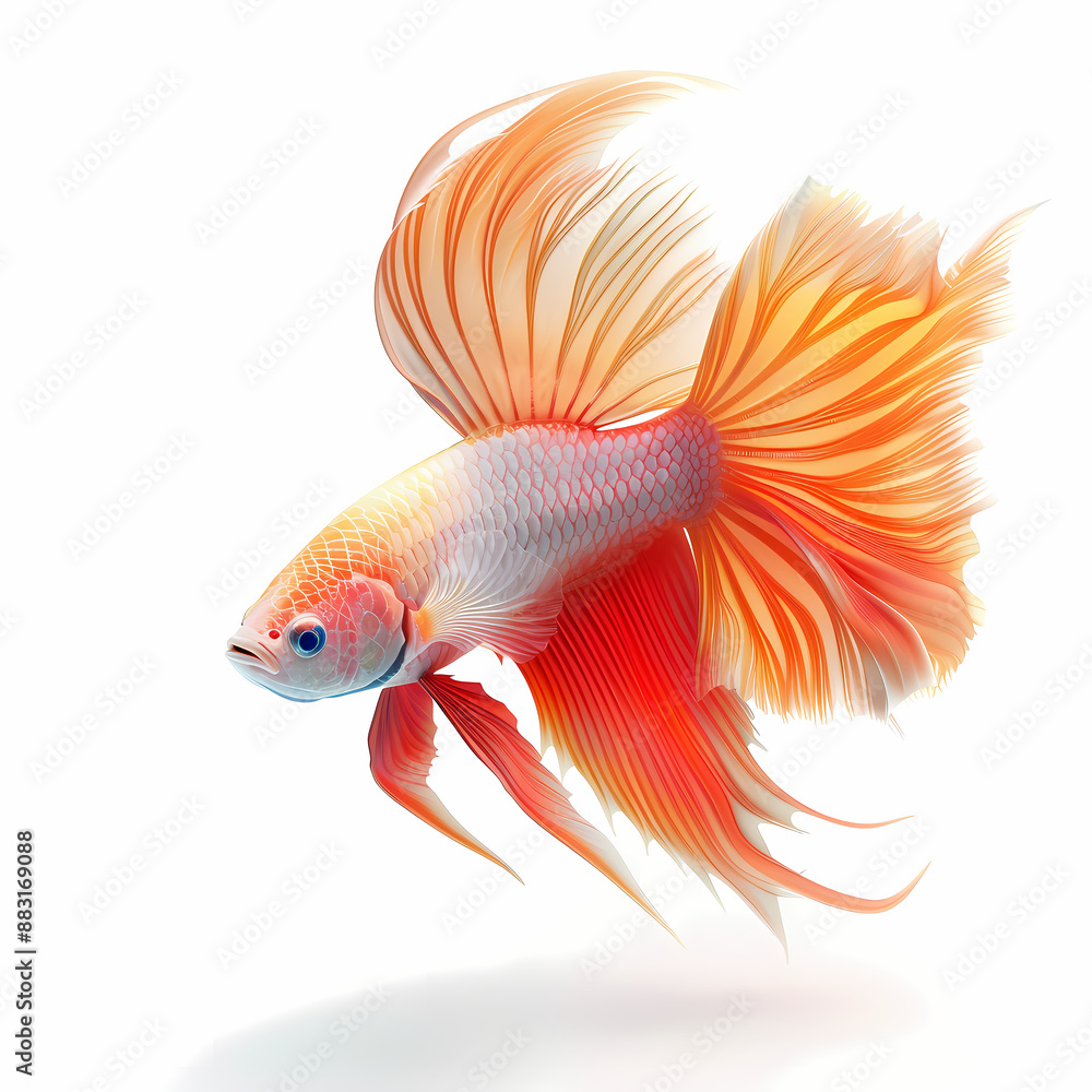 3D fighting fish in white background vector image 3D fighting fish in white background vector image