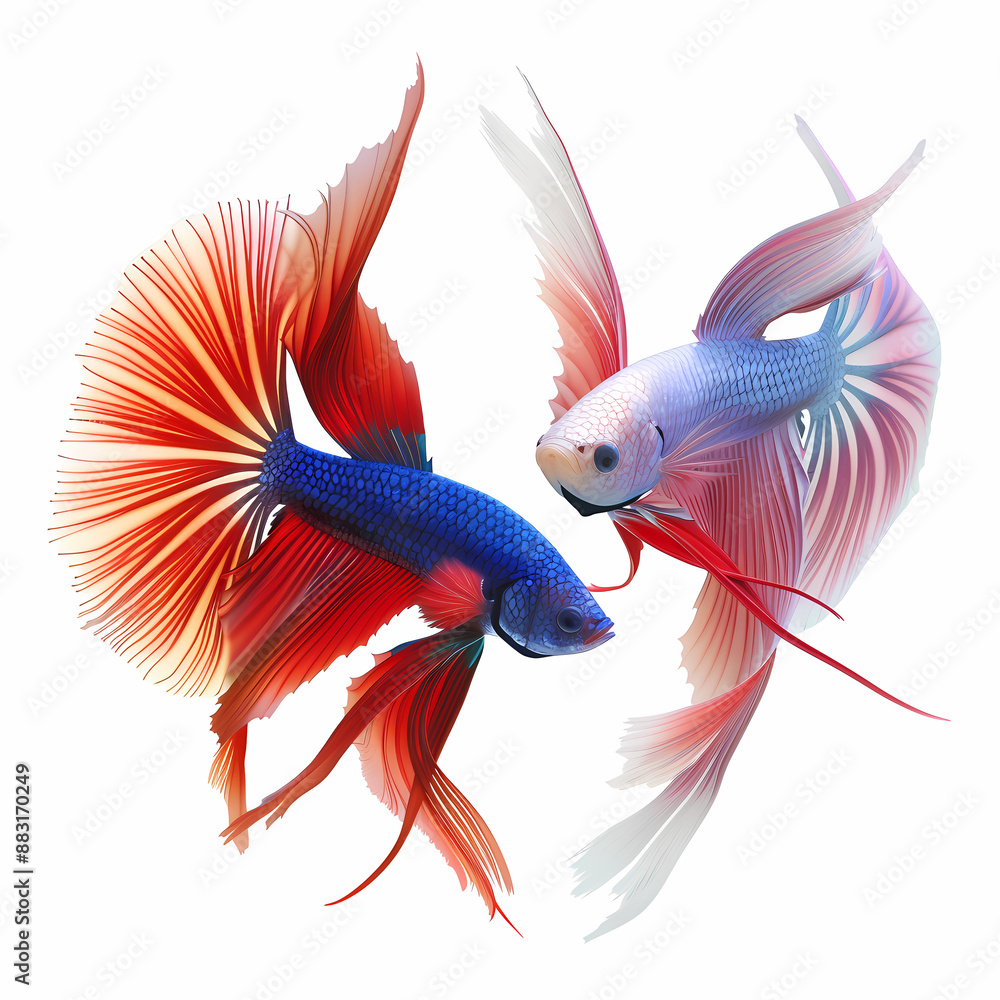 Fototapeta premium 3D fighting fish in white background vector image