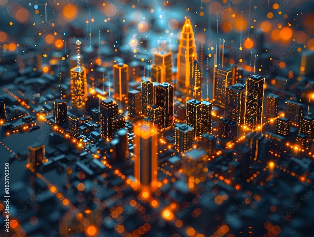 Obraz premium Futuristic Digital Twin of a Smart City s Sustainable Infrastructure