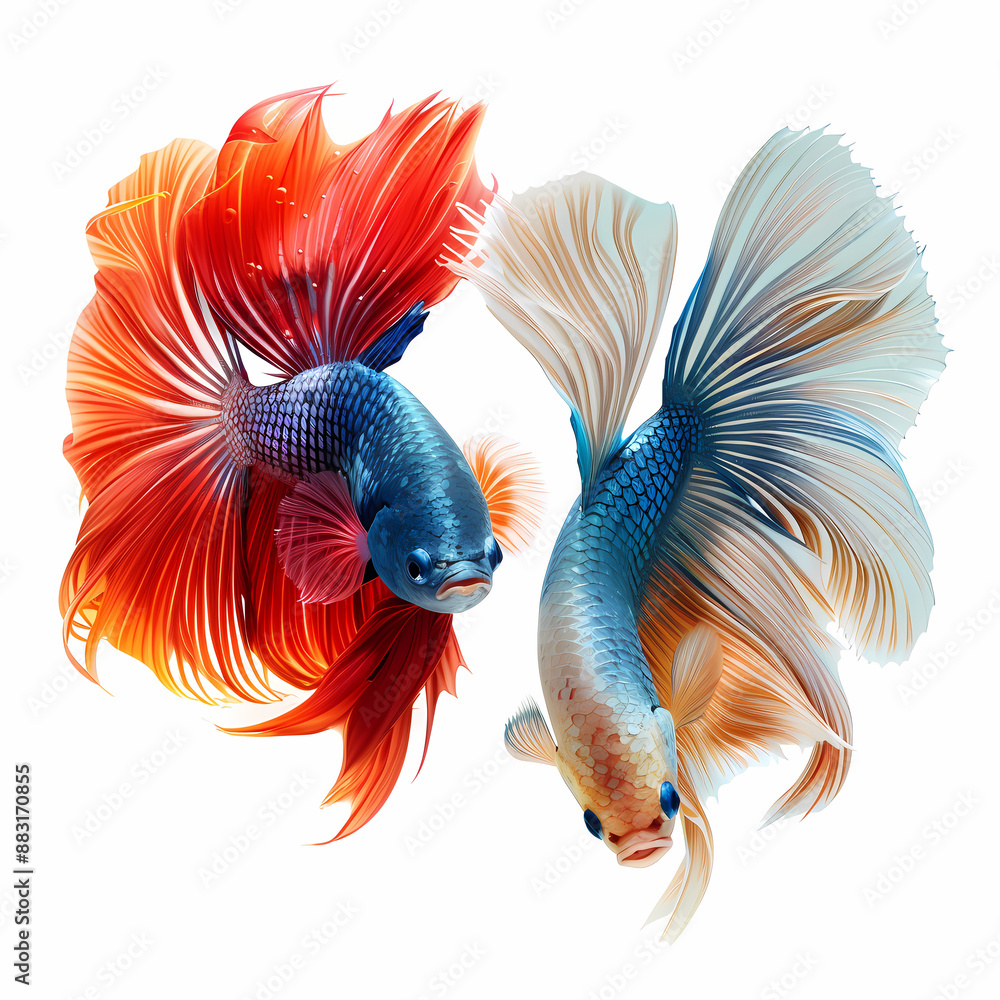Fototapeta premium 3D fighting fish in white background vector image